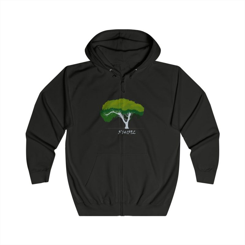 Sudadera con capucha y cremallera - Negro azabache - Camiseta número pi