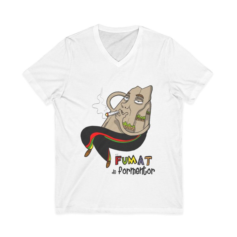 Camiseta cuello de pico - Blanco - Camiseta Puig es fumat Camiseta cuello de pico - Blanco - Camiseta Puig es fumat