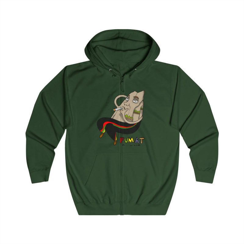 Sudadera con capucha y cremallera - Verde botella - Camiseta Puig es fumat Sudadera con capucha y cremallera - Verde botella - Camiseta Puig es fumat