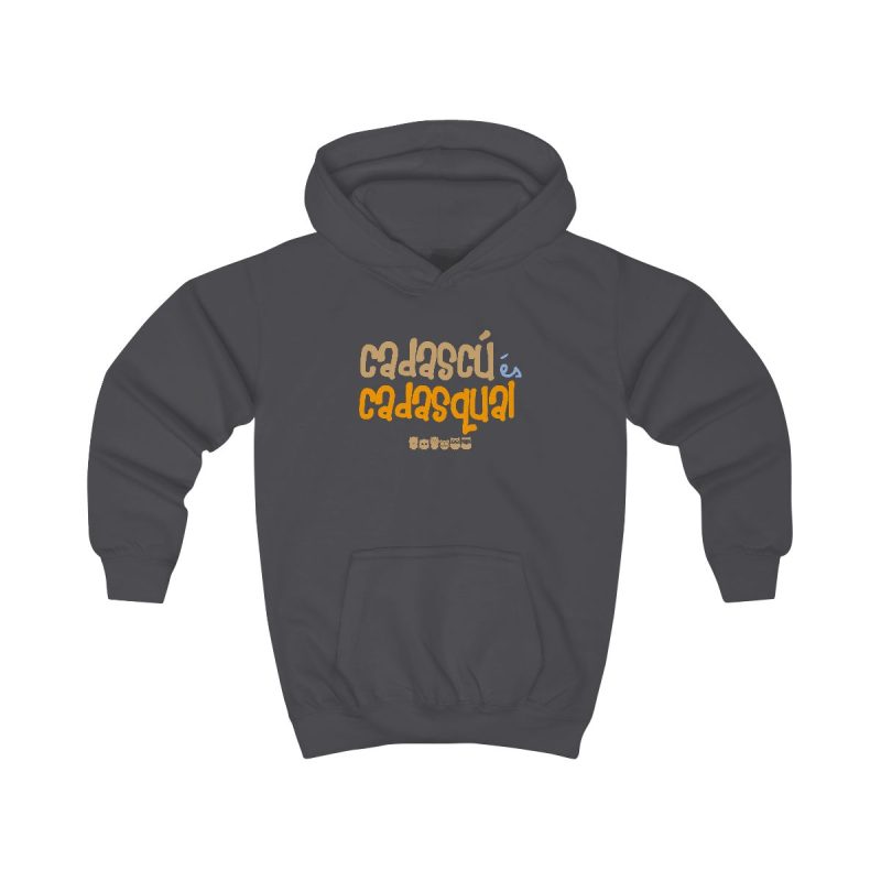Sudadera con capucha infantil - Gris marengo - Camiseta «Cadascú és cadasqual»