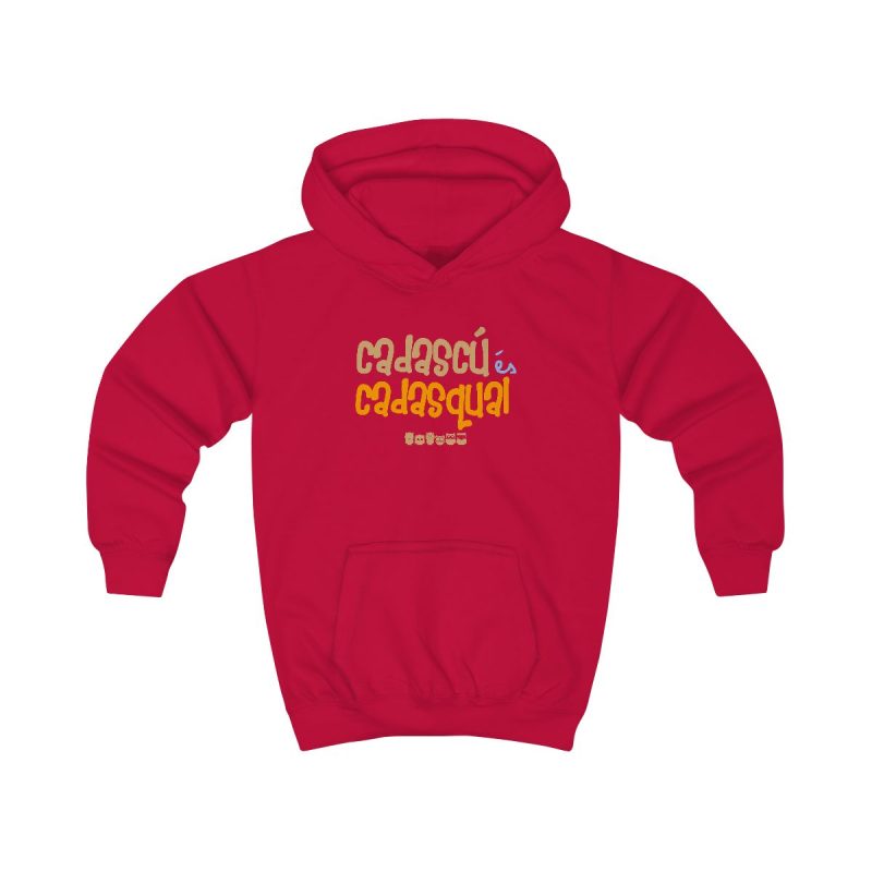 Sudadera con capucha infantil - Rojo fuego - Camiseta «Cadascú és cadasqual»