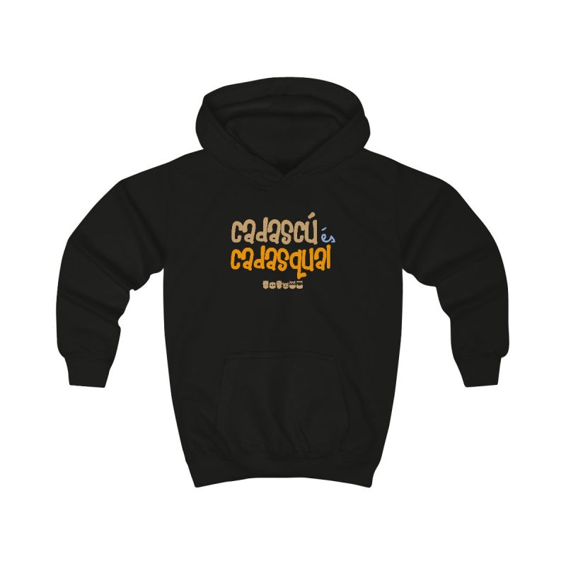 Sudadera con capucha infantil - Negro azabache - Camiseta «Cadascú és cadasqual»
