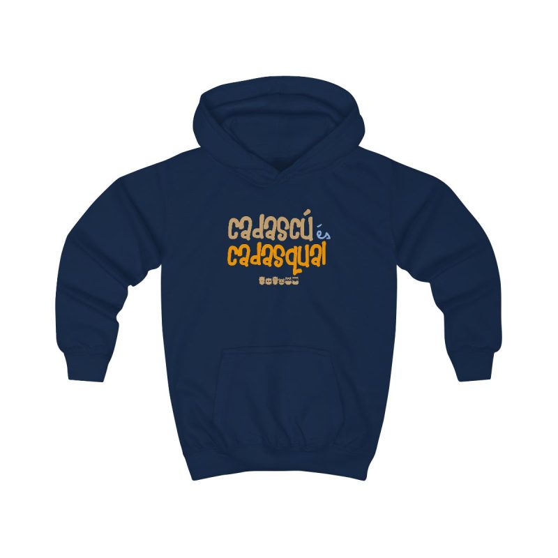 Sudadera con capucha infantil - Azul marino Oxford - Camiseta «Cadascú és cadasqual»