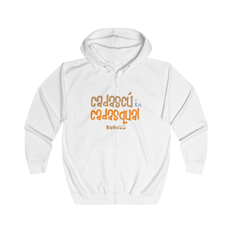 Sudadera con capucha y cremallera - Blanco artico - Camiseta «Cadascú és cadasqual» Sudadera con capucha y cremallera - Blanco artico - Camiseta «Cadascú és cadasqual»
