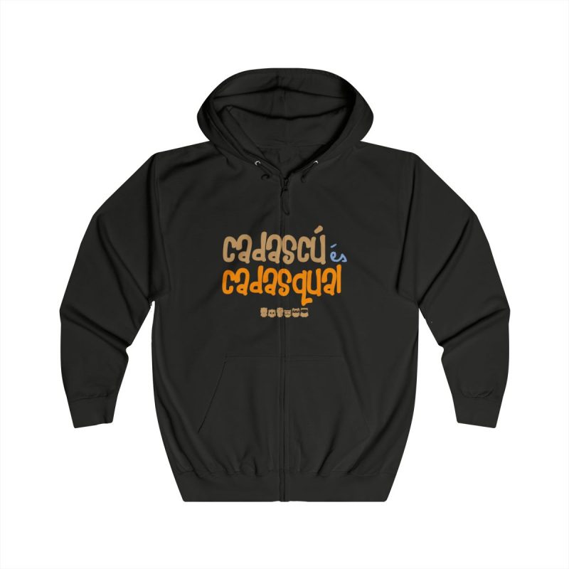 Sudadera con capucha y cremallera - Negro azabache - Camiseta «Cadascú és cadasqual»