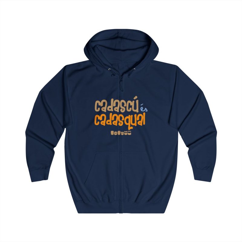 Sudadera con capucha y cremallera - Azul marino Oxford - Camiseta «Cadascú és cadasqual»