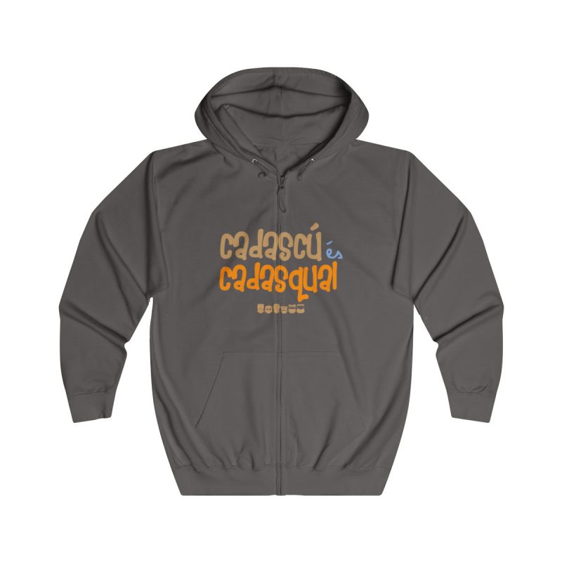 Sudadera con capucha y cremallera - Gris acero - Camiseta «Cadascú és cadasqual»