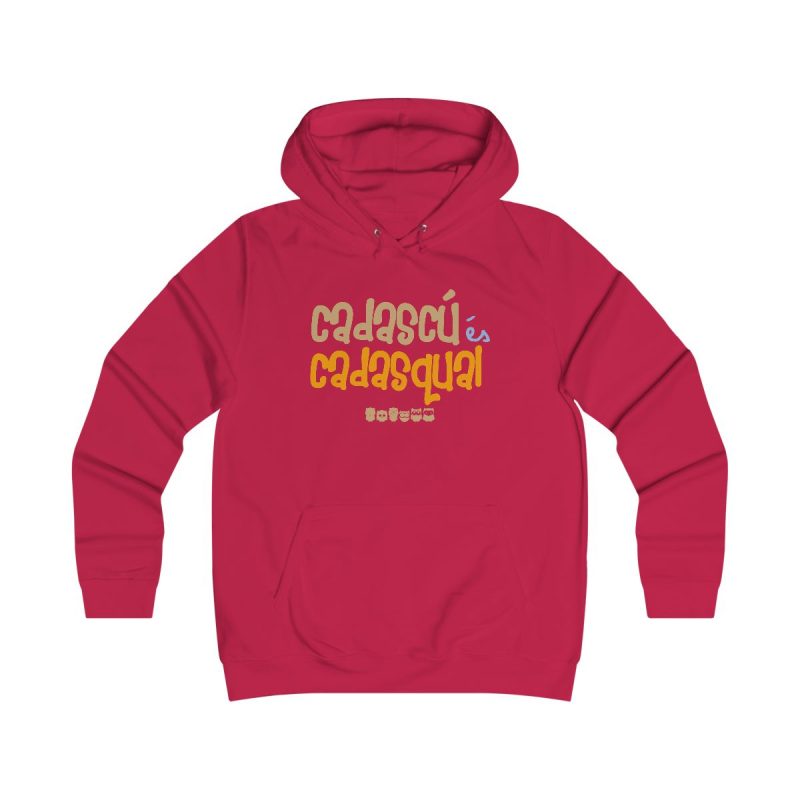 Sudadera universitaria mujer - Rojo fuego - Camiseta «Cadascú és cadasqual»
