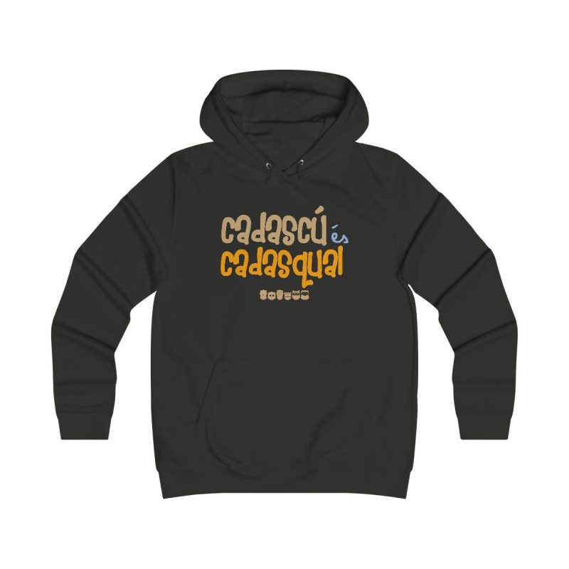 Sudadera universitaria mujer - Negro azabache - Camiseta «Cadascú és cadasqual»