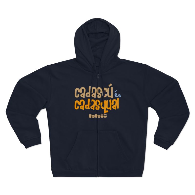 Sudadera capucha con cremallera premium - Azul marino - Camiseta «Cadascú és cadasqual»