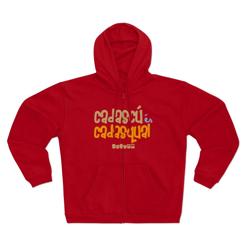 Sudadera capucha con cremallera premium - Rojo - Camiseta «Cadascú és cadasqual»