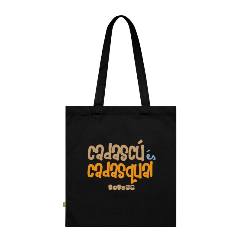 Bolsa de algodon organico - Negro - Camiseta «Cadascú és cadasqual» Bolsa de algodon organico - Negro - Camiseta «Cadascú és cadasqual»