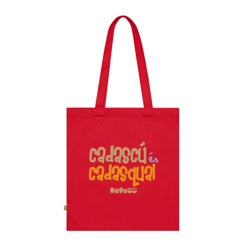 Bolsa de algodon organico - Rojo clasico - Camiseta «Cadascú és cadasqual»