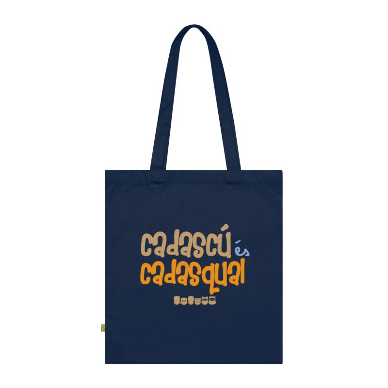 Bolsa de algodon organico - Azul marino frances - Camiseta «Cadascú és cadasqual»