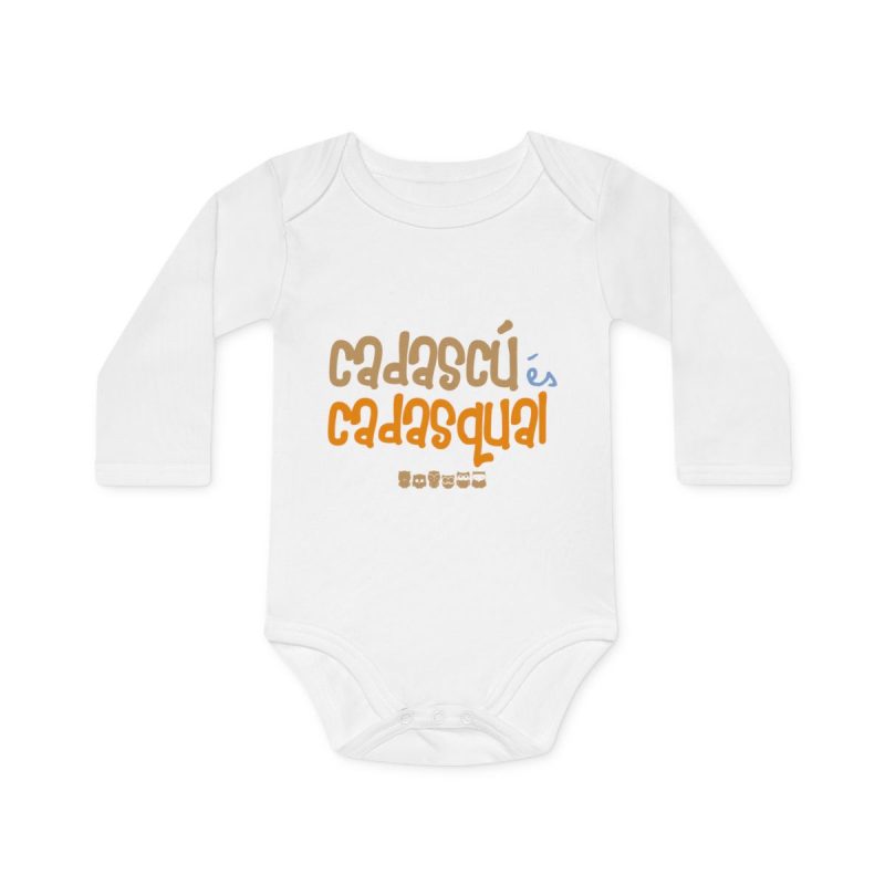 Body bebe manga larga organico - Blanco - Camiseta «Cadascú és cadasqual»