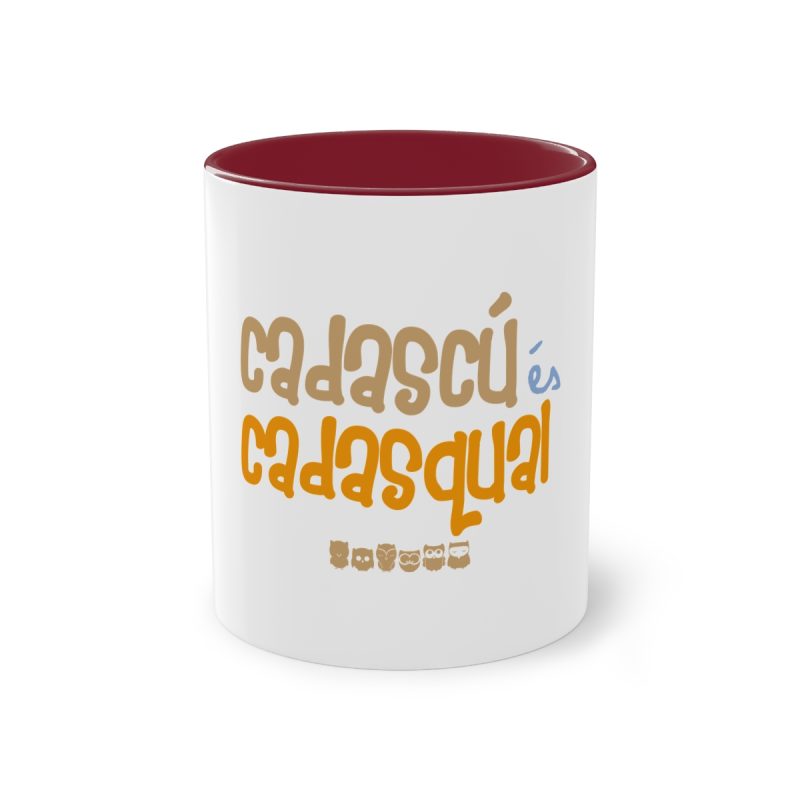 Taza bicolor - Granate - Camiseta «Cadascú és cadasqual»
