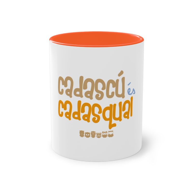 Taza bicolor - Naranja - Camiseta «Cadascú és cadasqual»