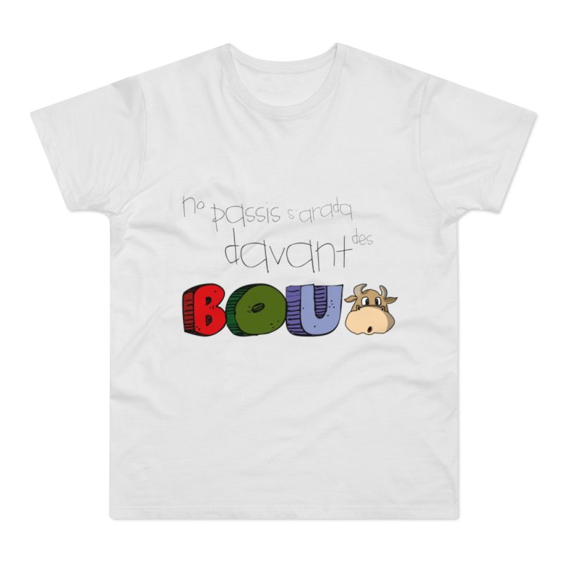 Camiseta hombre punto liso - Blanco - No passis s’arada davant es bou Camiseta hombre punto liso - Blanco - No passis s’arada davant es bou