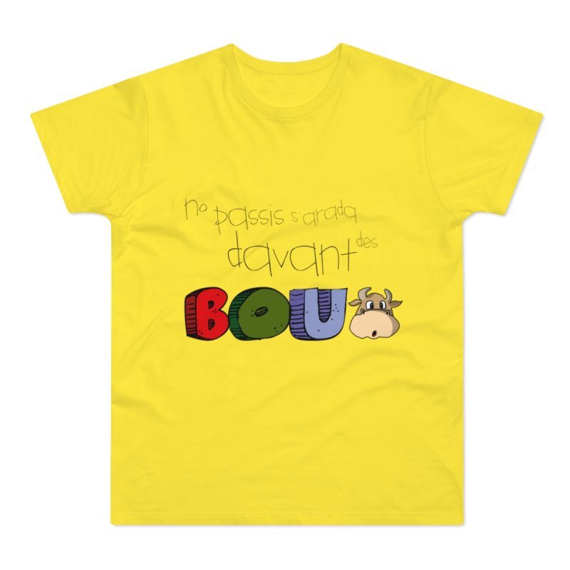 Camiseta hombre punto liso - Amarillo solar - No passis s’arada davant es bou