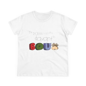 Camiseta mujer algodon medio - Blanco - No passis s’arada davant es bou
