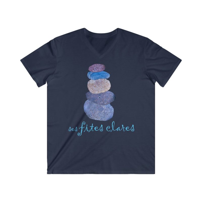 Camiseta hombre entallada cuello de pico - Azul marino - Ses fites clares 2 Camiseta hombre entallada cuello de pico - Azul marino - Ses fites clares 2