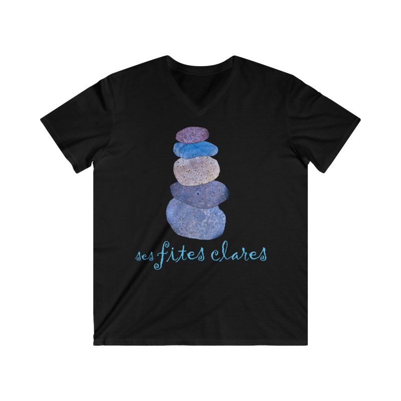 Camiseta hombre entallada cuello de pico - Negro - Ses fites clares 2