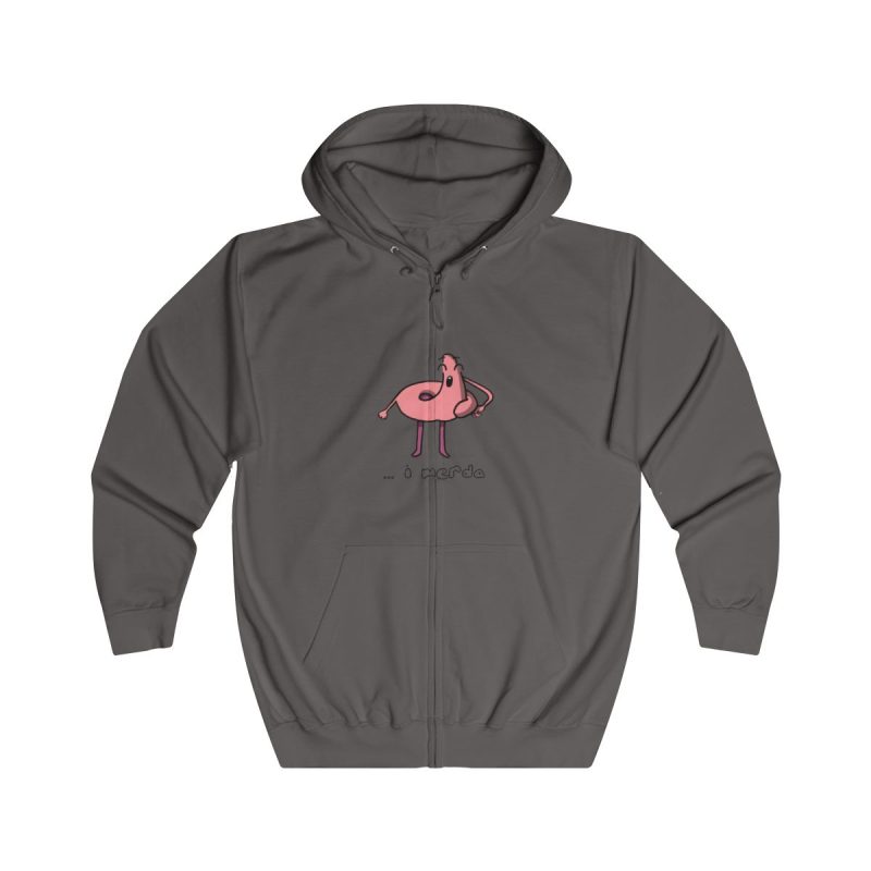 Sudadera con capucha y cremallera - Gris acero - Camiseta «i merda»