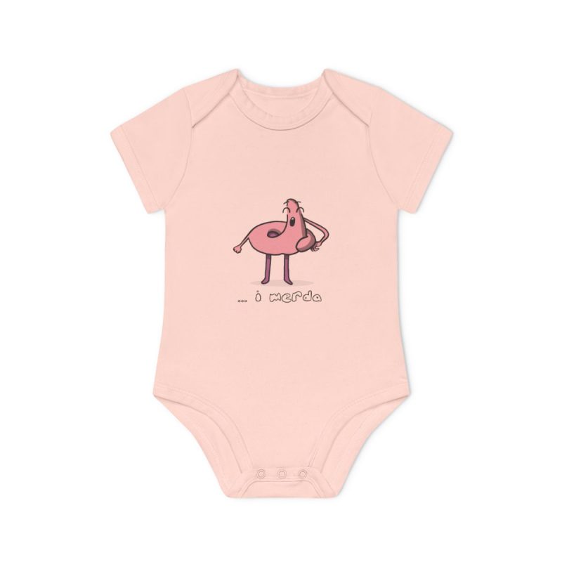 Body bebe manga corta organico - Rosa empolvado - Camiseta «i merda»