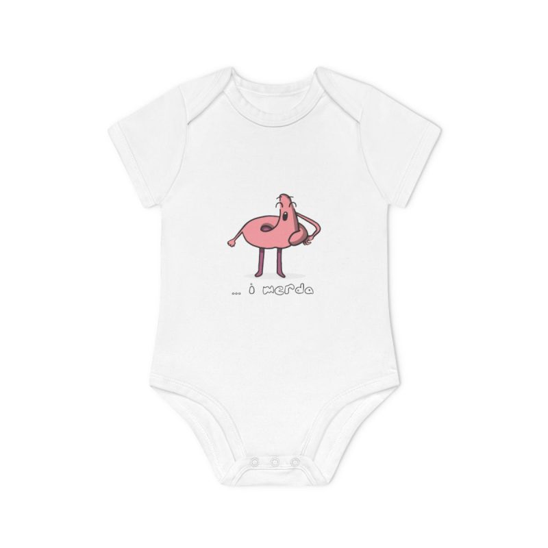 Body bebe manga corta organico - Blanco - Camiseta «i merda»