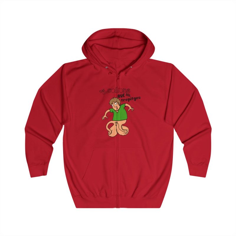 Sudadera con capucha y cremallera - Rojo fuego - Collons