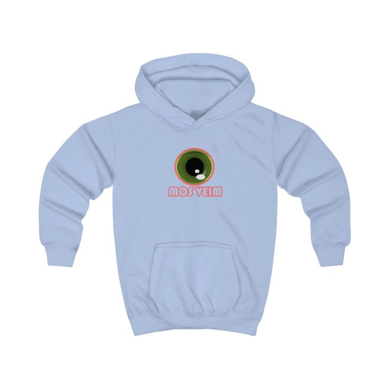 Sudadera con capucha infantil - Azul cielo - Camiseta «Mos veim» rosa