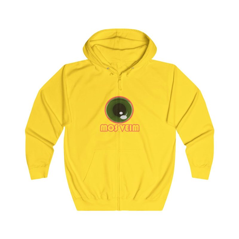 Sudadera con capucha y cremallera - Amarillo sol - Camiseta «Mos veim» rosa