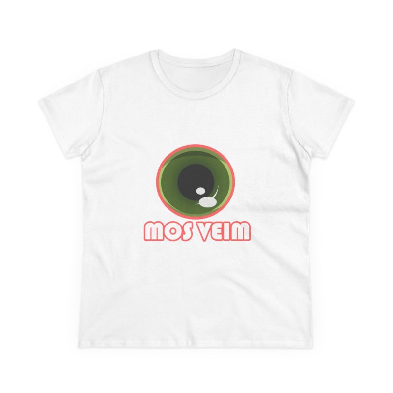 Camiseta mujer algodon medio - Blanco - Camiseta «Mos veim» rosa