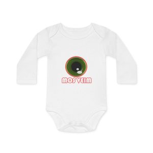 Body bebe manga larga organico - Blanco - Camiseta «Mos veim» rosa