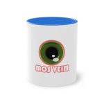 Taza bicolor - Azul Cambridge - Camiseta «Mos veim» rosa