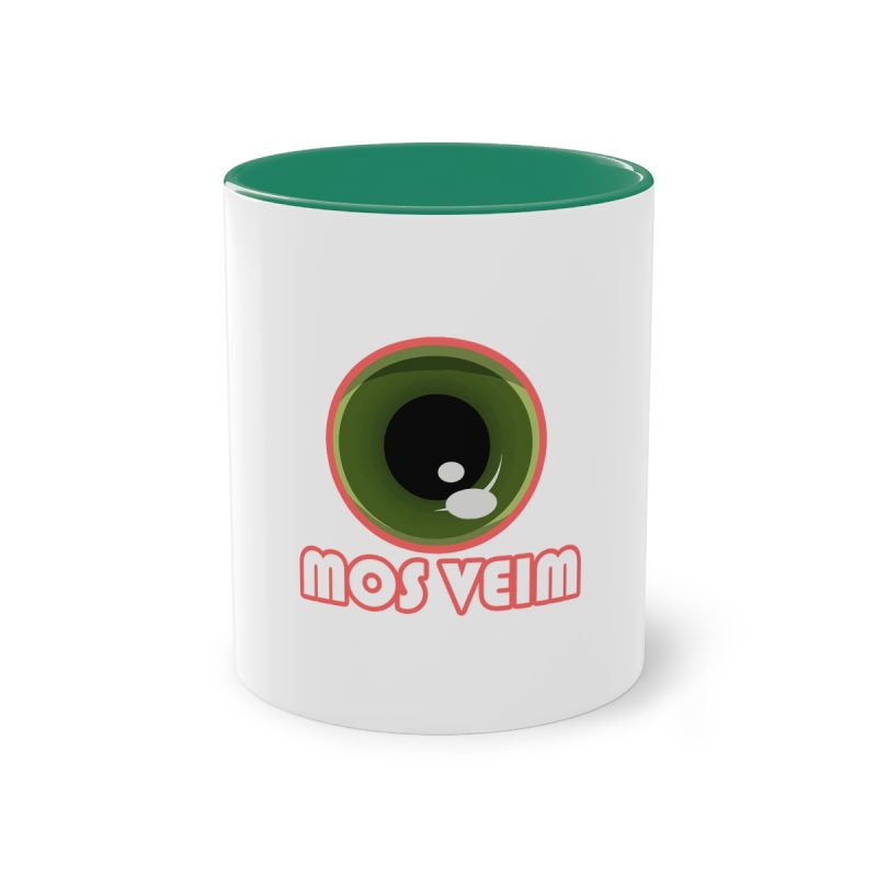 Taza bicolor - Verde oscuro - Camiseta «Mos veim» rosa