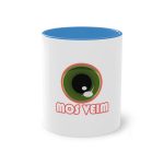 Taza bicolor - Azul claro - Camiseta «Mos veim» rosa