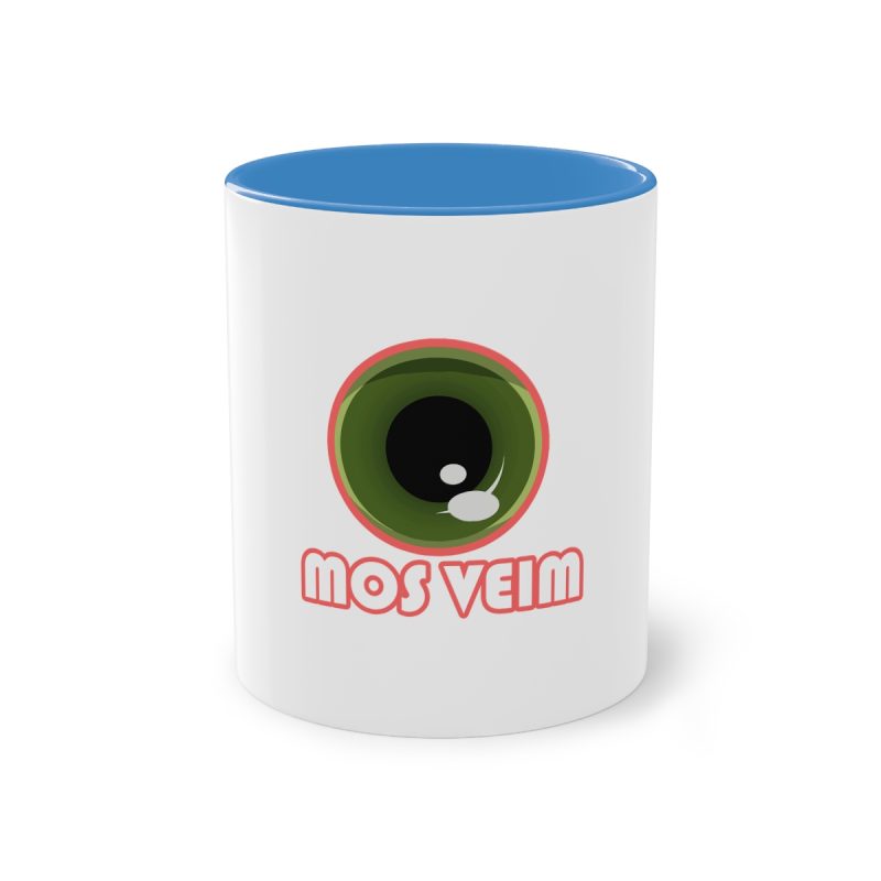 Taza bicolor - Azul claro - Camiseta «Mos veim» rosa