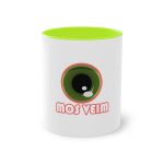 Taza bicolor - Verde claro - Camiseta «Mos veim» rosa