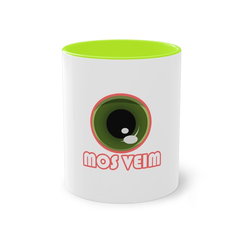 Taza bicolor - Verde claro - Camiseta «Mos veim» rosa