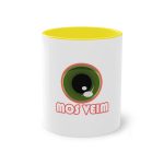 Taza bicolor - Amarillo - Camiseta «Mos veim» rosa