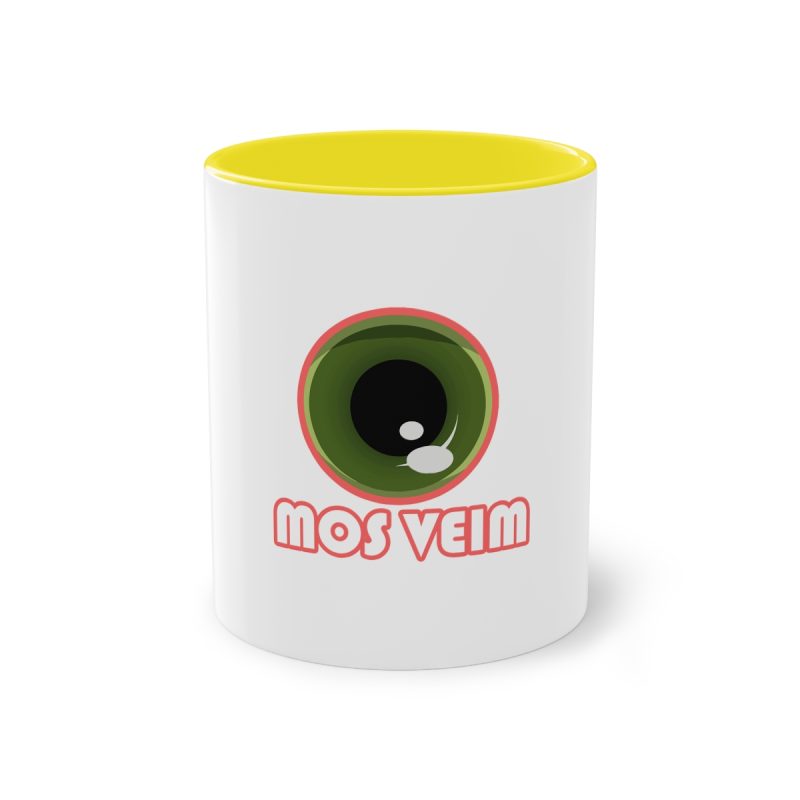 Taza bicolor - Amarillo - Camiseta «Mos veim» rosa