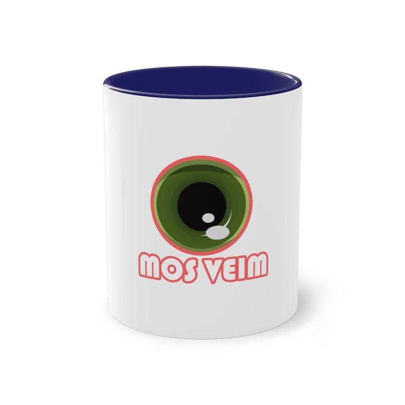 Taza bicolor - Azul oscuro - Camiseta «Mos veim» rosa