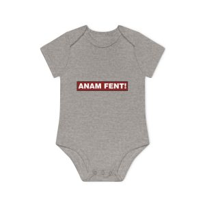Body bebe manga corta organico - Gris jaspeado melange - Camiseta «ANAM FENT!»