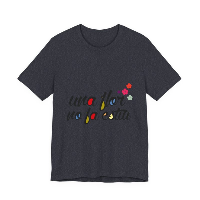 Camiseta jersey manga corta - Azul marino jaspeado - Camiseta «Una flor no fa estiu»