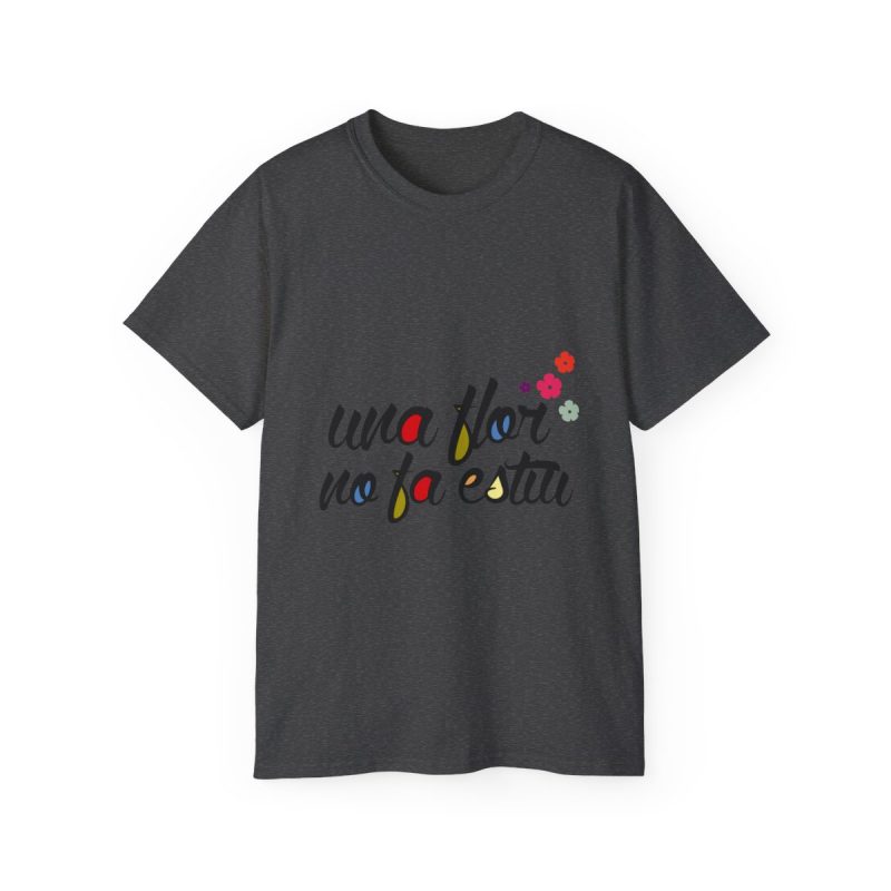 Camiseta ultra algodon - Gris oscuro jaspeado - Camiseta «Una flor no fa estiu»