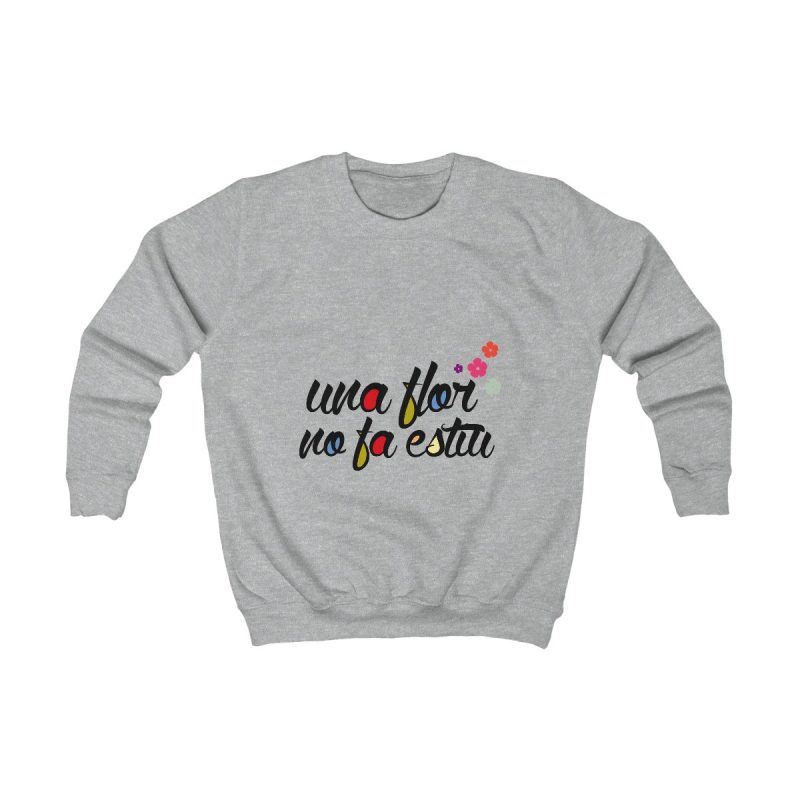 Sudadera infantil - Gris jaspeado claro - Camiseta «Una flor no fa estiu»