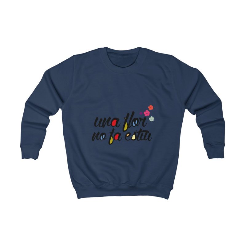 Sudadera infantil - Azul marino Oxford - Camiseta «Una flor no fa estiu»