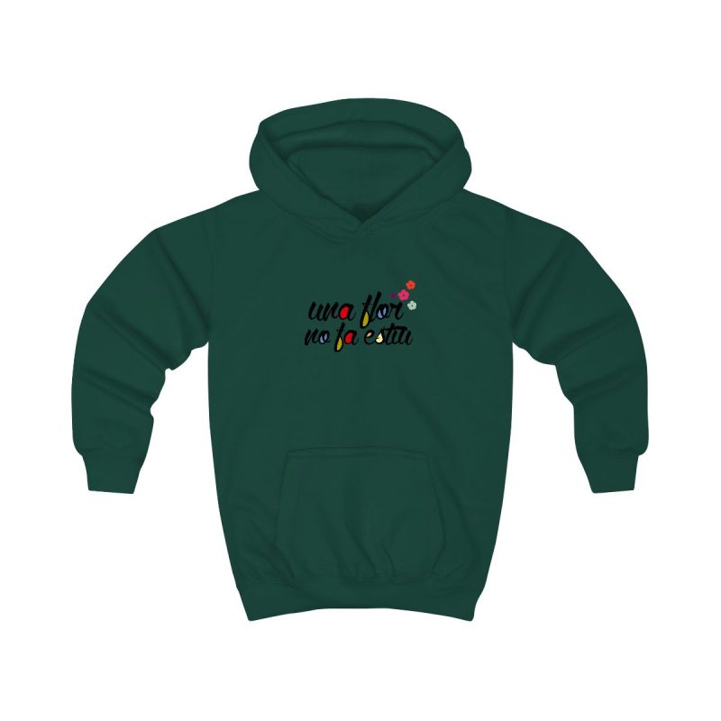 Sudadera con capucha infantil - Verde botella - Camiseta «Una flor no fa estiu»