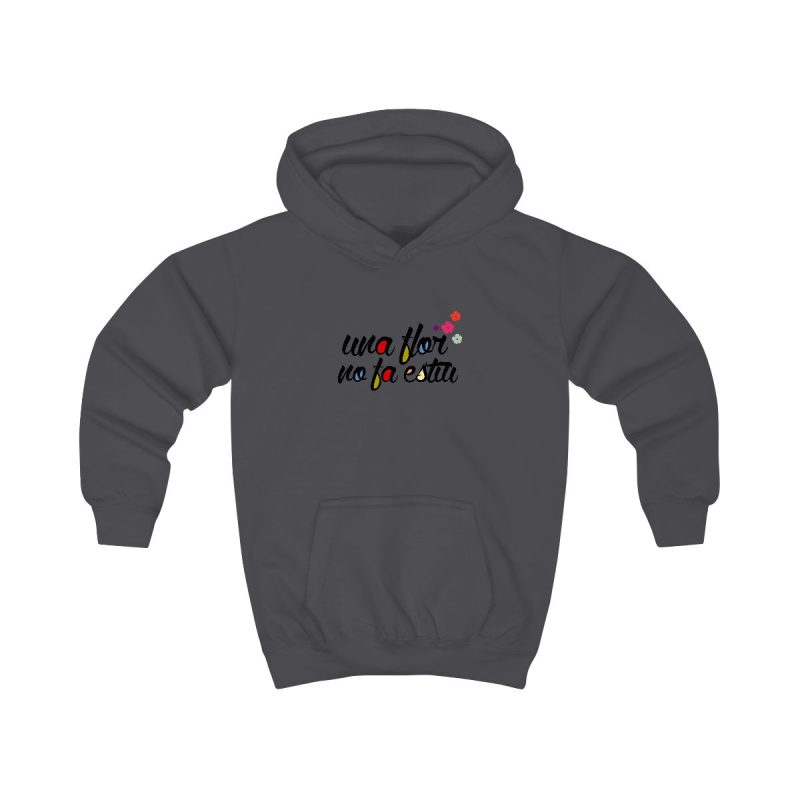Sudadera con capucha infantil - Gris marengo - Camiseta «Una flor no fa estiu»